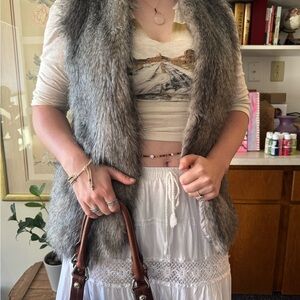 Banana Republic Silver Faux Fur Vest